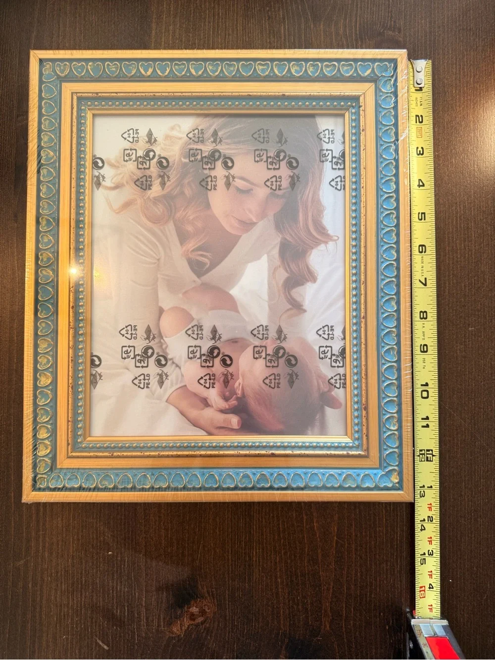 Blue and Gold Heart Decorative Photo Frame 12x18 - Elegant Home Accent NWT new